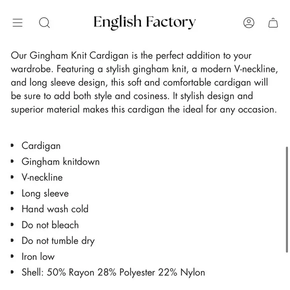 English Factory 🩵 Gingham Knit Cardigan in Powder Blue 🤍 size Medium - Picture 6 of 7